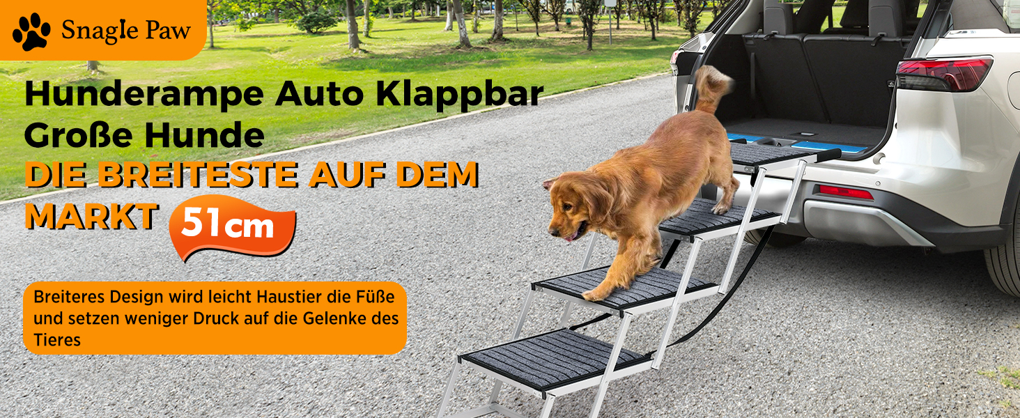 Сходинка для собак у машину: широка, 4 сходинки, з килимом, для великих собак, вантажівок та SUV (підтримка до 100 кг)