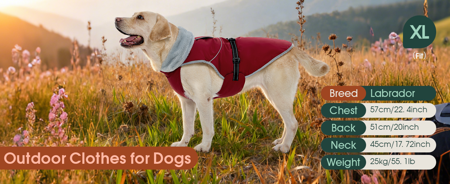 Куртка для собак Kuoser, тепла, водонепроникна, флісова, червона, розмір M