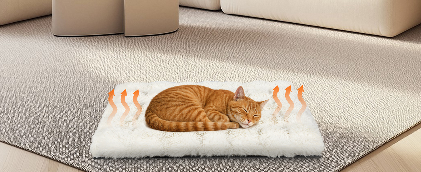 Самогріюча ковдра для домашніх тварин Wdmiya 60x45 см, для котів та собак, миюча, флаєцева, без електроживлення, для автомобіля. Білий колір, розмір M.