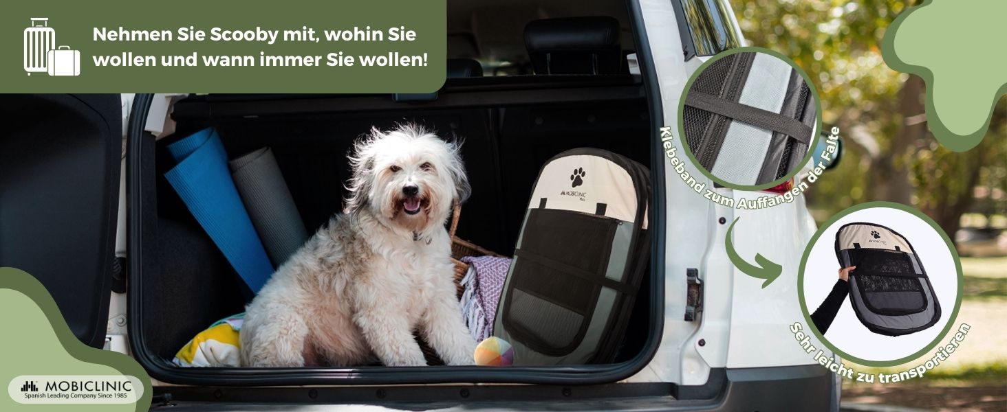 Mobiclinic® Pets: Двосторонній вольєр для цуценят, сірий, 114x114x58 см, Scooby