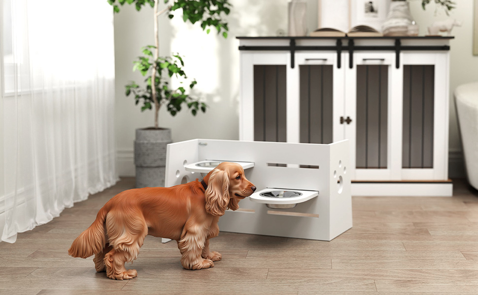 Підвищений годівниця для собак PawHut з регулюванням висоти, антизатримкова підстилка, 2 x 1000 мл, повільна годівниця, годівнича станція для середніх собак та котів, білий