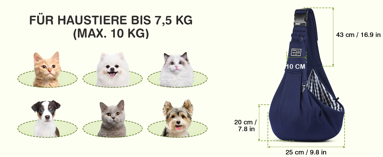 Переноска для собак та котів ALLSOPETS, перевертається, з відділенням для зберігання, для маленьких собак і котів, ідеальна для подорожей та активного відпочинку (Темно-синій)