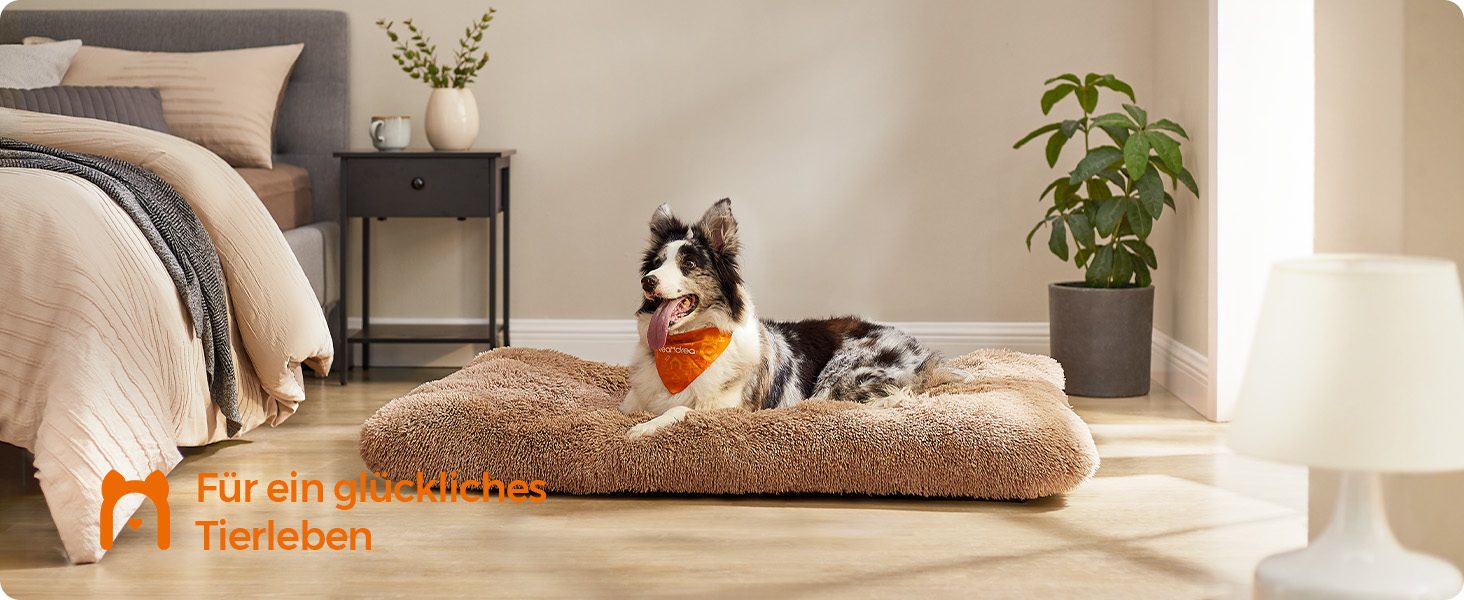 Ліжко для собак Feandrea, м'який килимок, плюшеве ліжко, 122 x 74 см, м'яка підстилка, миється, багатофункціональне, верблюжий колір