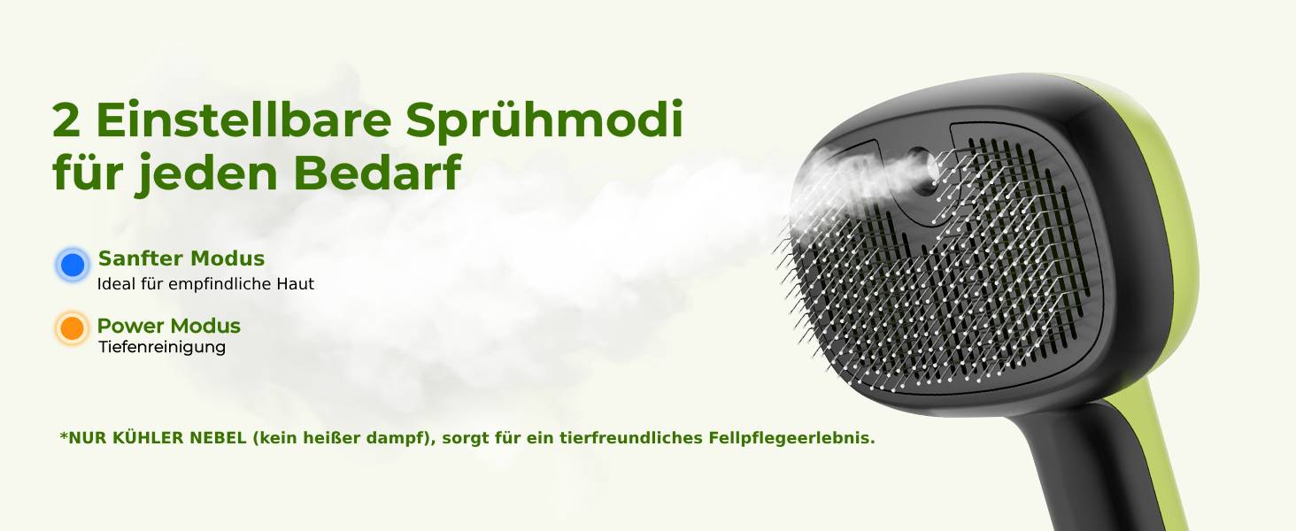 Побутова щітка для котів Pecute з парою та спреєм, багатофункціональна, для довгошерстих котів та собак, великий резервуар для води, масажна щітка, тільки прохолодний туман (зелена)
