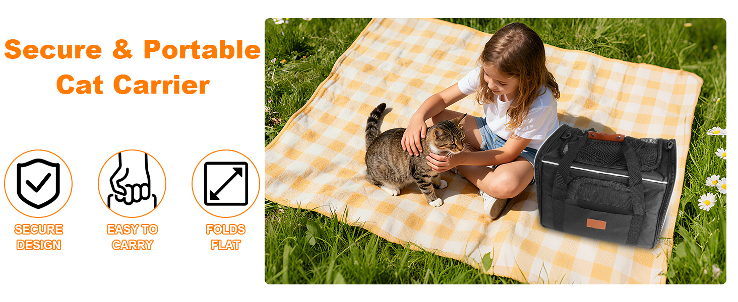 Транспортна переноска для котів, переноска для котів з безпечними блискавками, миска, змінне подушечка, переноски для котів та цуценят вагою до 7 кг