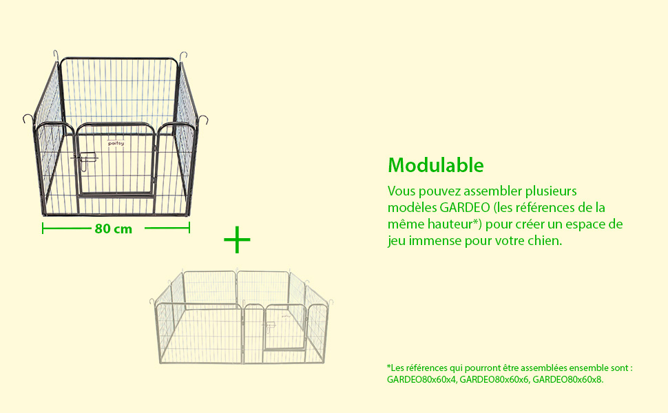 Клітка-вольєр для собак, цуценят та кроликів Paitsy, 80x60 см, 0.64 м², модульна, для внутрішнього та зовнішнього використання, складана, 5 років гарантії
