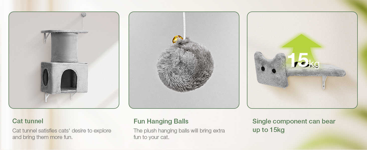 Комплекс для котів BYBYME з гамаком, ліжком та когтеточками, 6 предметів, сірий