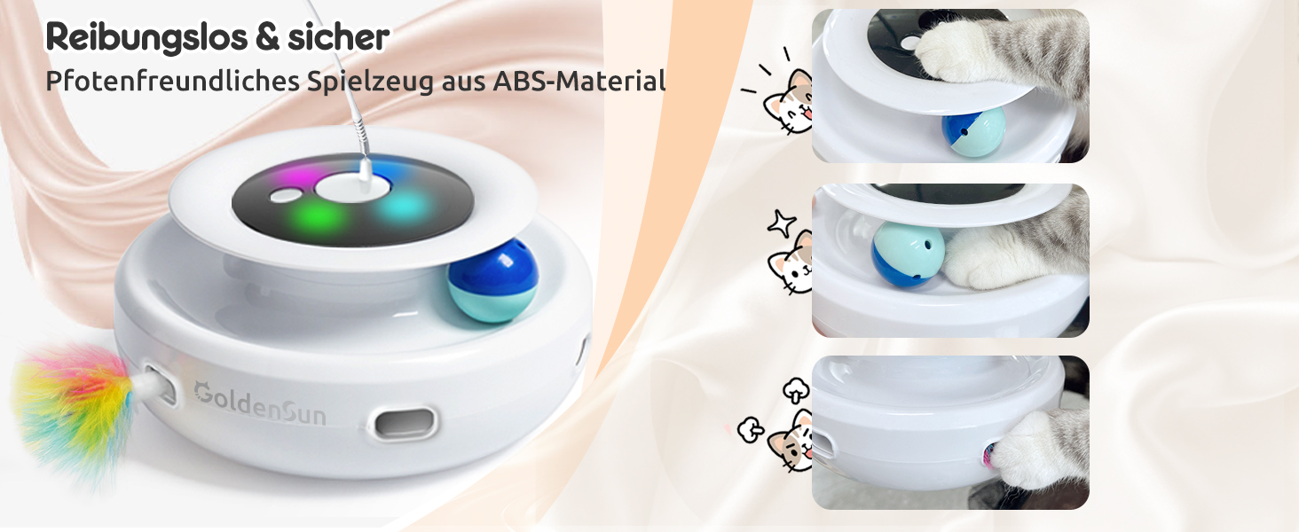 Інтерактивна іграшка для котів GoldenSun 3-в-1: Whack-A-Mole, метелик, м'ячик. USB, 6 насадок. Білий колір