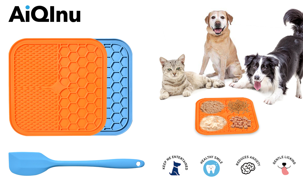 Силіконовий лизун для собак та котів AiQInu, 2 шт. з лопаткою, повільний годівник, для грумінгу та догляду за кігтями