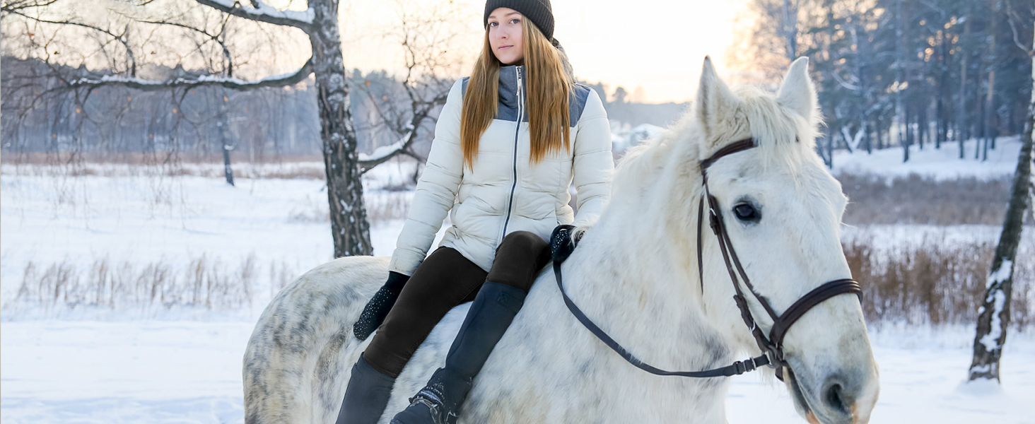 Легінси для верхової їзди жіночі зимові FitsT4 з силіконовою вставкою, флісовою підкладкою, кишенею для телефону та петлями для ременя, темно-синій, XL