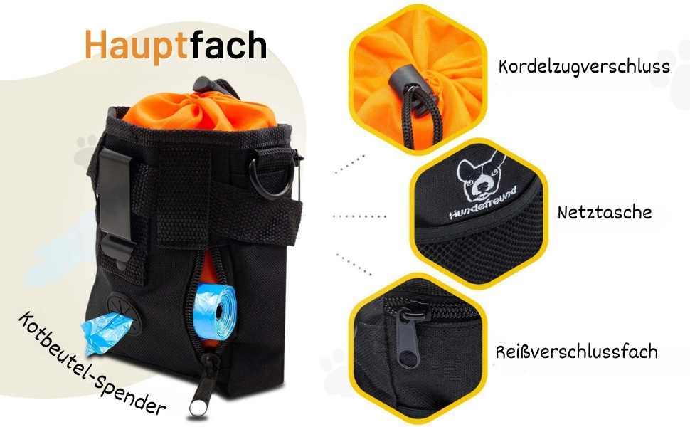 Сумка для ласощів для собак Hundefreund | Зручна сумка для тренувань з 4 відділеннями (14 x 11 x 4 см)