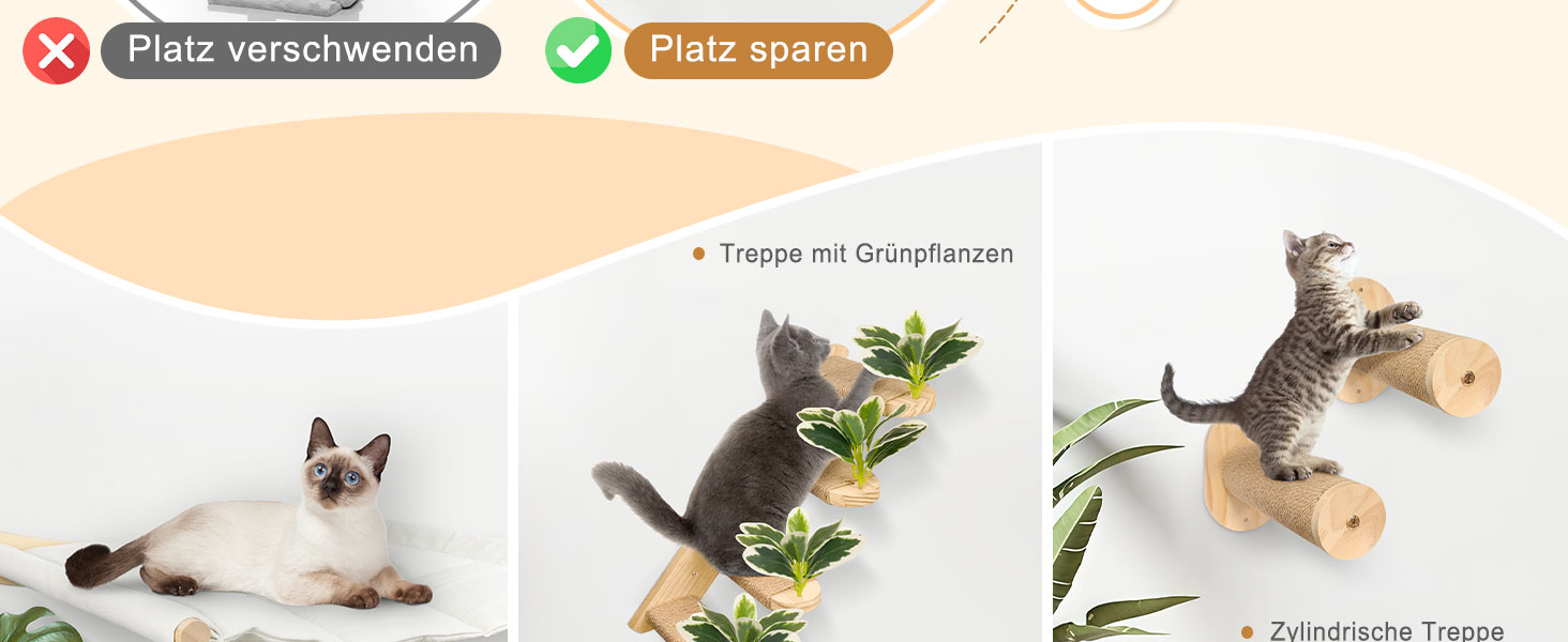 Настінна комплексна система для котів Lohofrnny: драбини, гамаки, когтеточки з натурального дерева, DIY