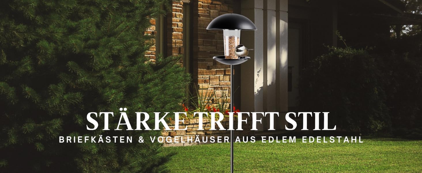 Годівниця для птахів MeLiTec VH04: годівниця-сило для диких птахів з нержавіючої сталі, чорна матова, для саду