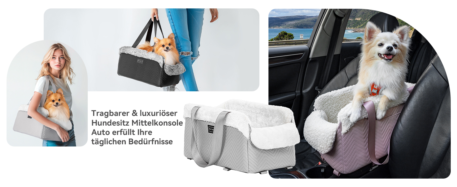 Автокрісло для собак PETSFIT, сіре та біле, для маленьких собак до 5 кг, з безпечними ременями та знімним м'яким сидінням