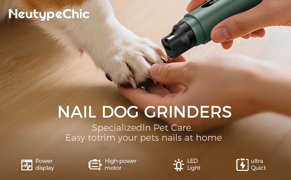 Точилка для кігтів собак NEUTYPECHIC з LED-підсвіткою та LCD-дисплеєм, 5 режимів, для великих, середніх та маленьких собак