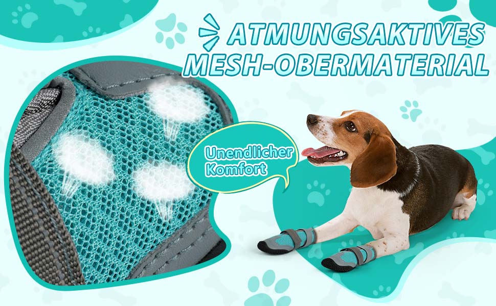 Водонепроникні чоботи для собак з відбиваючими смугами, захист лап, антиковзка гумова підошва, XL, блакитний