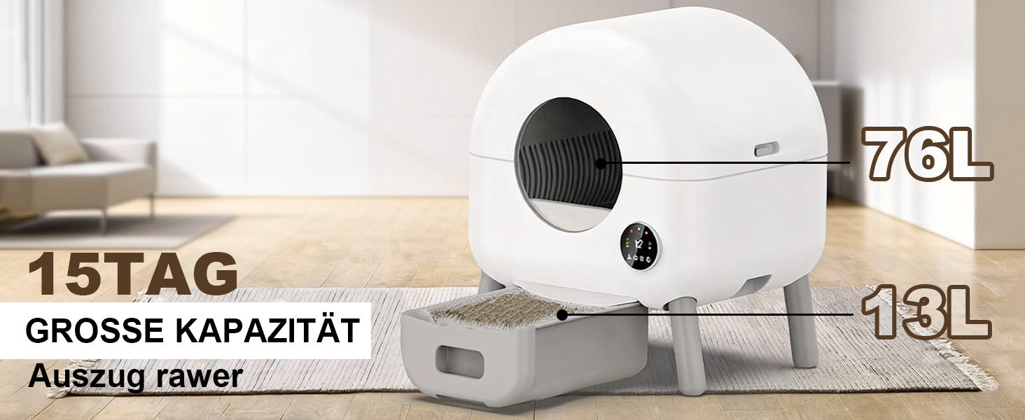 Автоматичний лоток для котів Katzenklo Selbstreinigend, 65л, XXL, з контролем через додаток, для 2+ котів