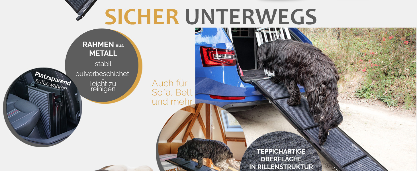 Рампа для собак Petigi 180 см, складна, з неслизьким килимком, до 90 кг