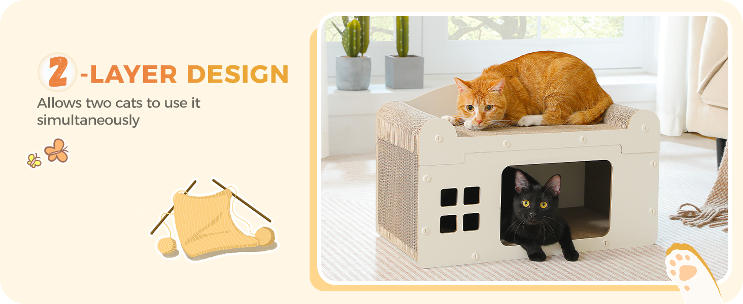 PAWZ Road: іграшка-будиночок для котів з когтеточкою, з картону, 55 x 27,5 x 35 см, білий