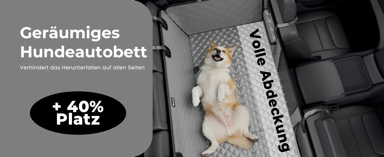 Плед для собак у машину Pecute з жорсткою основою, 133*62 см, сірий XL. Водонепроникний, антикігтунний, 3-в-1 (розширення сидіння, чохол, сітка). Підходить для великих SUV/LKW, до 150 кг.