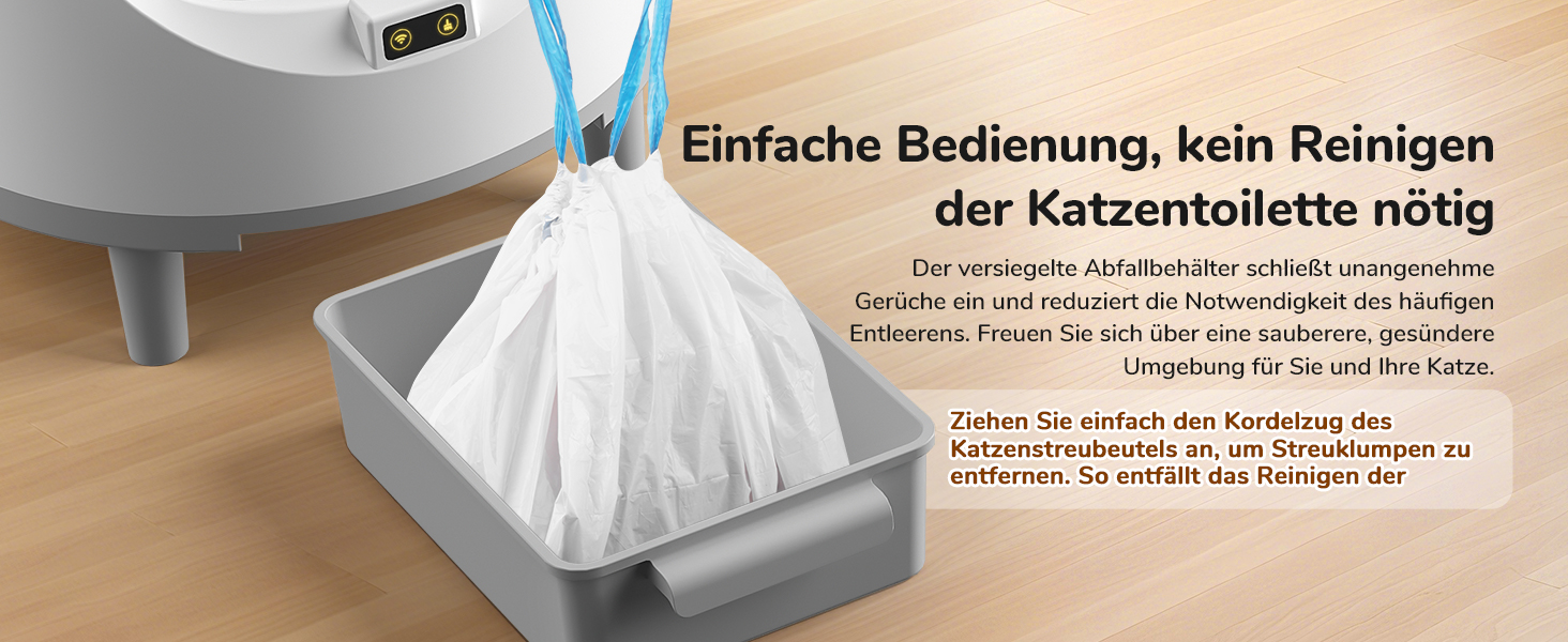 Автоматичний лоток для котів з самоочищенням, з датчиком безпеки, керуванням через додаток та видаленням запаху, великий об'єм, для кількох котів XXL