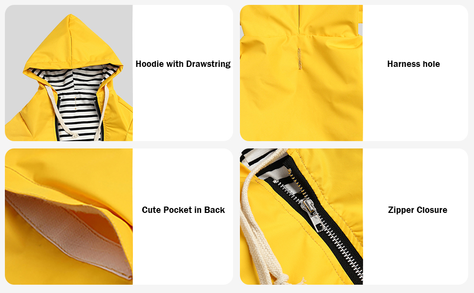 MOREZI Водонепроникний дощовик для собак з захистом лап та міцною капюшоном - Легкий, для малих/середніх порід - Застібка-блискавка, регульований шнурок, синій, S (Обхват грудей: 43-48 см), колір 'Глибокий синій'