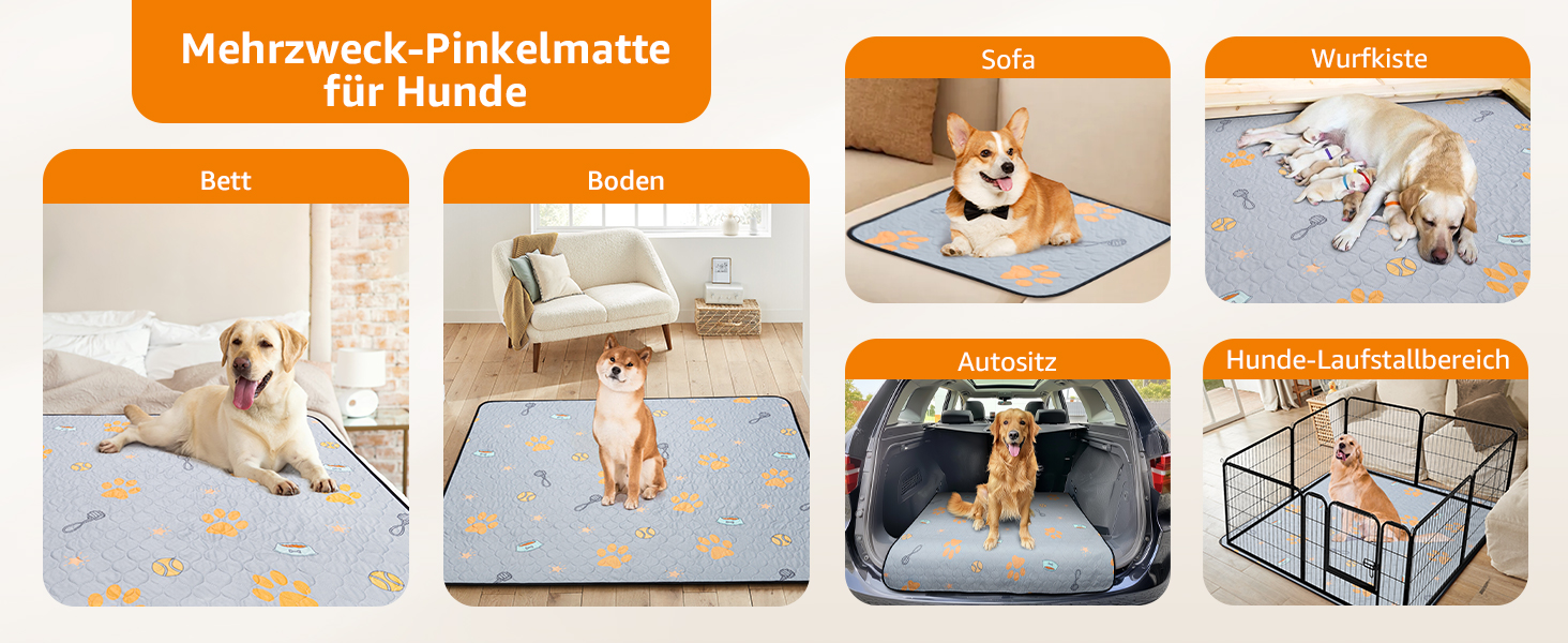 Багаторазові підкладки для цуценят, 2 шт. - супер впитываючі пелюшки для собак, нековзні тренувальні килимки для диванів, вольєрів або автокрісел, 76x81 см (2 шт.)