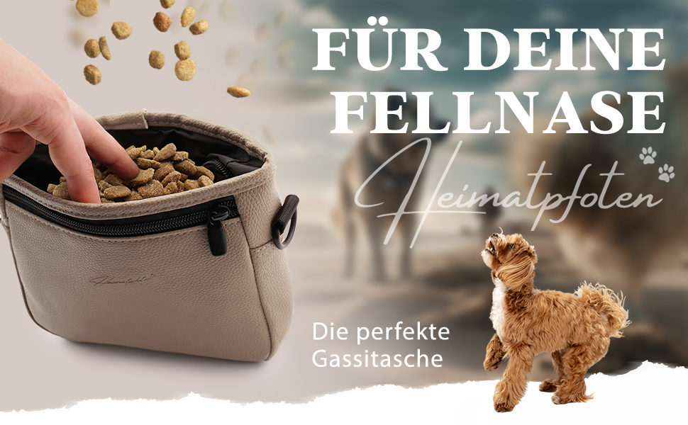 Сумка для ласощів для собак Heimatpfoten® з штучної шкіри - ласощі з магнітною застібкою однією рукою - сумка для ласощів для собак (Чорний, S, Коричневий)