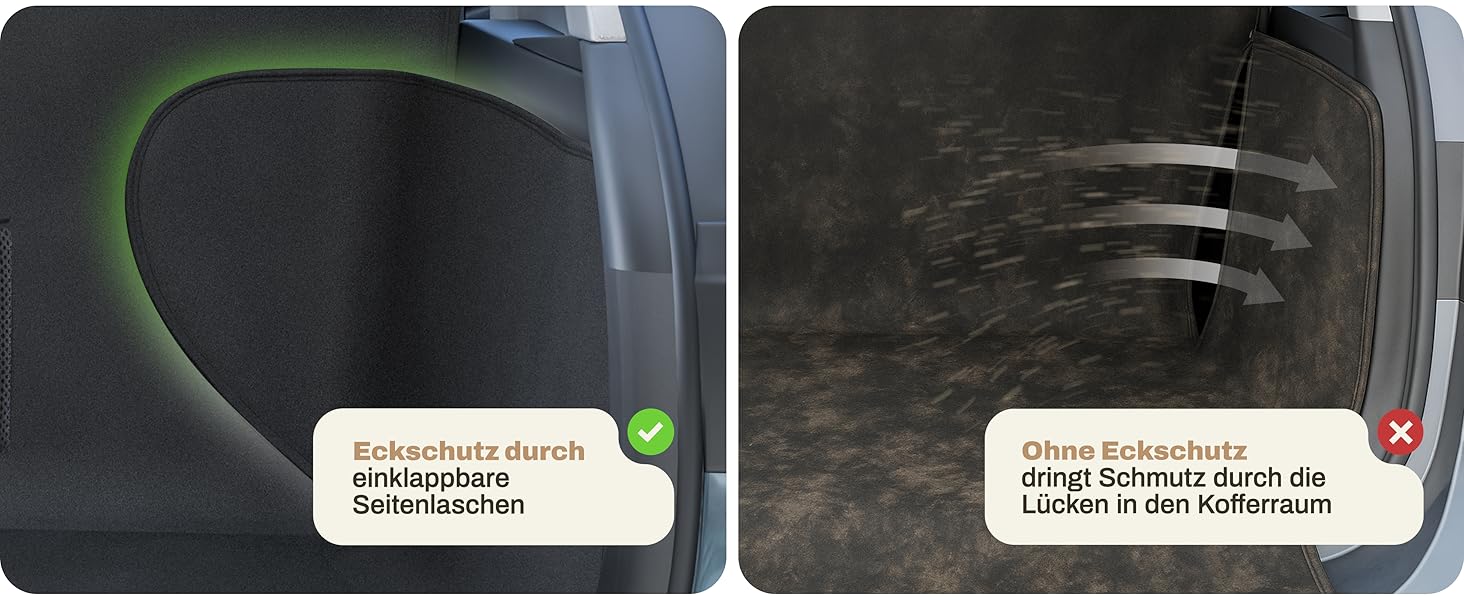 Захист для багажника автомобіля від бруду та подряпин для собак HELDENWERK, стежка, захист бокових стінок та краю, водовідштовхувальний, анти-царапин, універсальний, чорний (Basic)