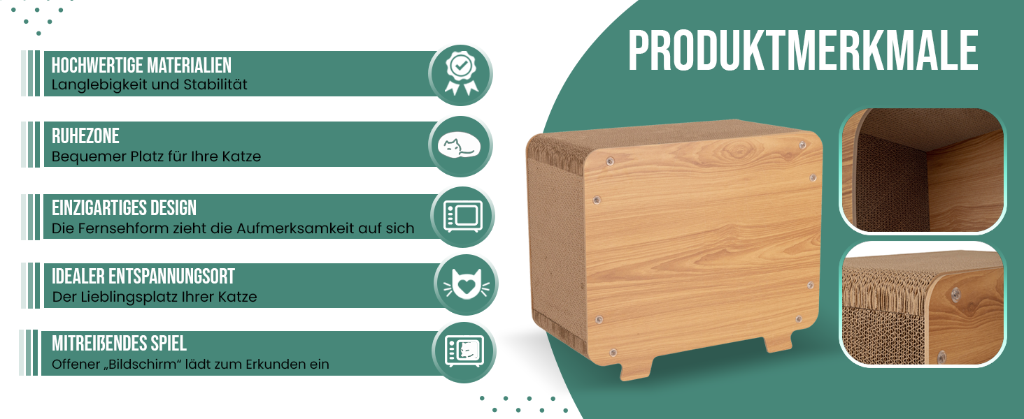 Petsona Кігтеточка для котів з натурального картону - ігровий майданчик, килимок, іграшка для самостійних розваг, 45x38x24,5 см