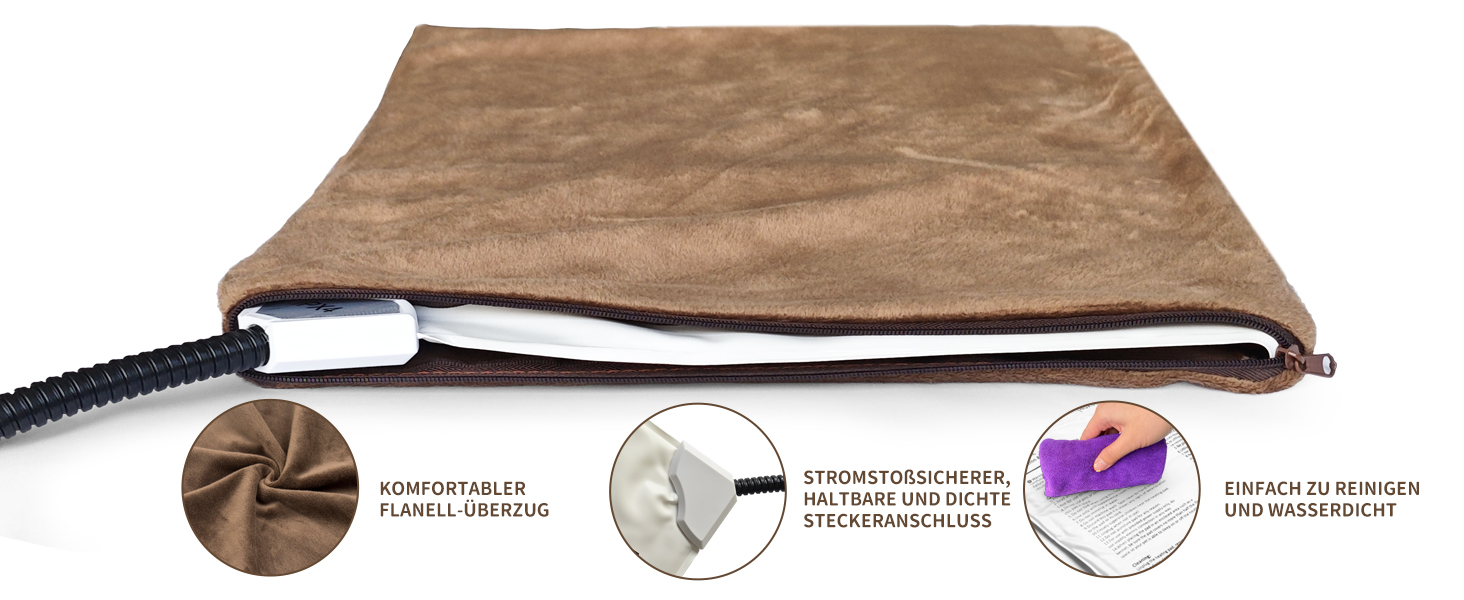 Килимок грілка для тварин NAMOTEK з регулюванням температури та таймером, вологостійкий, 70x40 см, коричневий