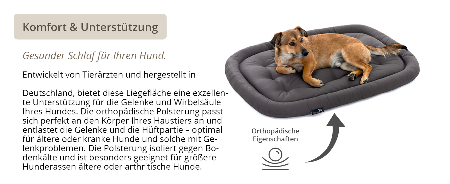 Ортопедичний лежак для собак середніх порід, 90x60 см - Лежанка для собак, що миється до 95°C, без запаху, міцна, для використання в приміщенні та на вулиці, Made in Germany (L - 90x60 см, Антрацит)