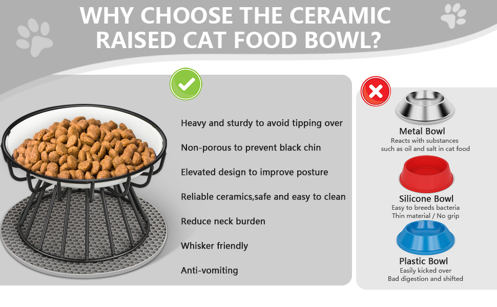 Підвищені годівниці для котів Katzennapf Erhöht - 2 шт. Керамічні миски з підставкою, захист шиї, для корму та води