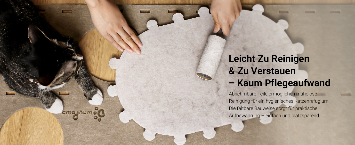 Будиночок-печеринка для котів DownyPaws з фетру, 2-ярусне ліжко для котів, 50 x 33 x 50 см, затишний дизайн, захист кігтів, бежевий