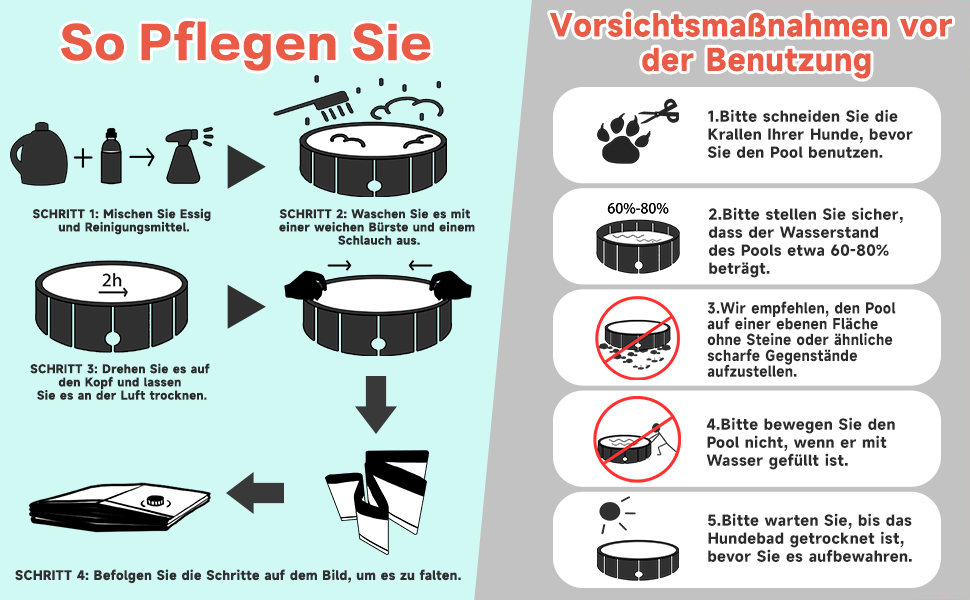 Надувний басейн для собак великих та маленьких порід, 80/120/160 см, складаний, портативний, екологічний PVC, (S:80x20 см, кавун)