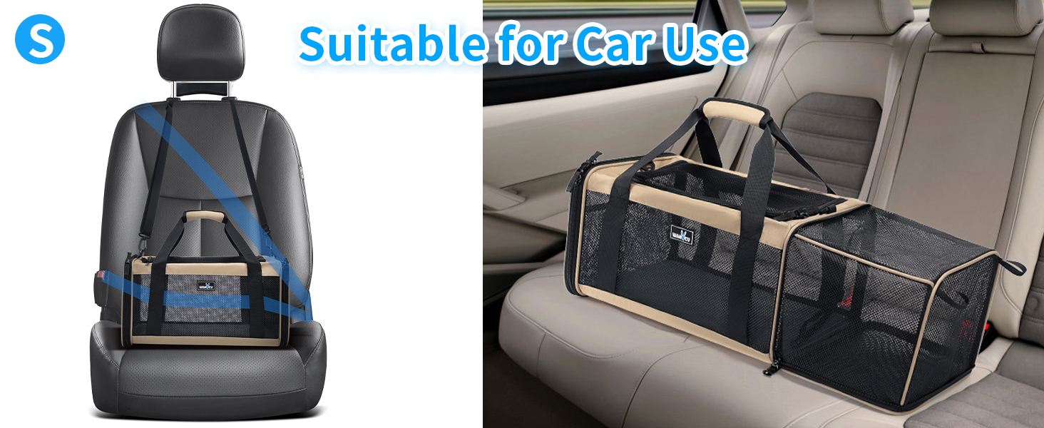 Розширювана переноска для домашніх тварин Wakytu для собак та котів, велика сумка для подорожей з 5 сітчастими вікнами (Коричнева, S)