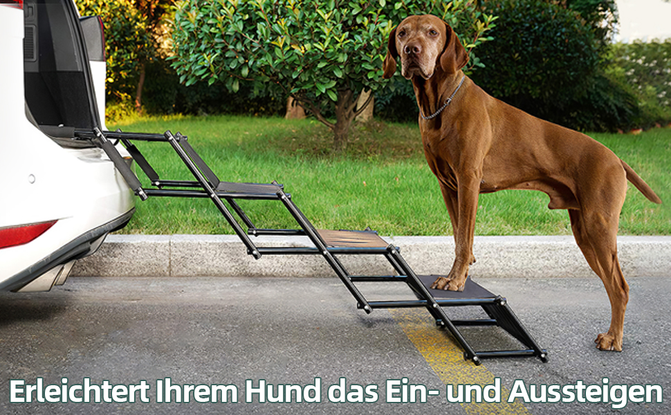 Сходинки для собак: портативна пандус для авто, 4 сходинки, чорний, до 80 кг