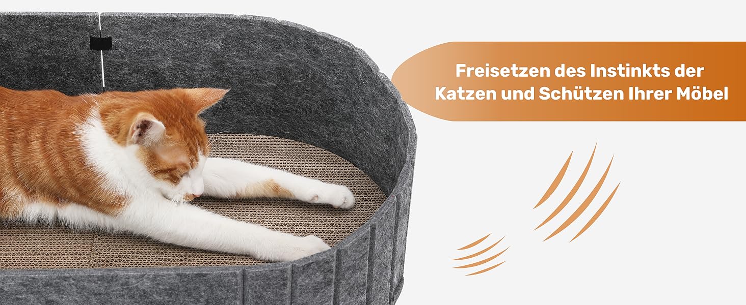 Кразборт для котів FUKUMARU, 61 см, крафтовий, у формі дивану, з круглими накладками, сірий