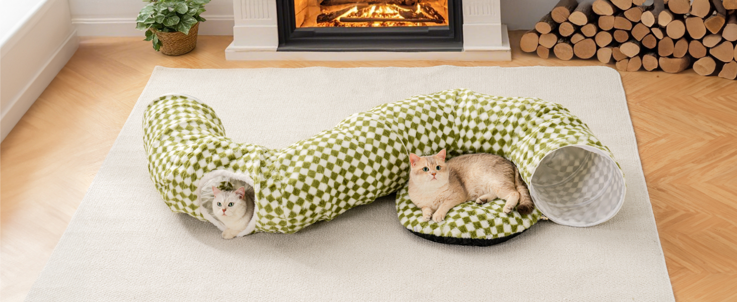 Туннель для котів MewooFun, 90 см, з м'яким лежаком, інтерактивна іграшка для котів, складаний, багатофункціональний