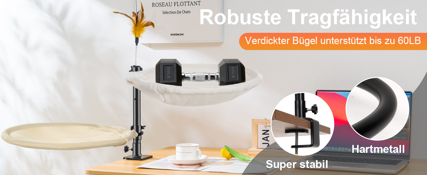 Крісло-гамак для котів Uross - 360° обертання, регульована висота, м'яка лежанка з 2 знімними чохлами, для дому та офісу, цілорічне використання (двошарове, бежеве)