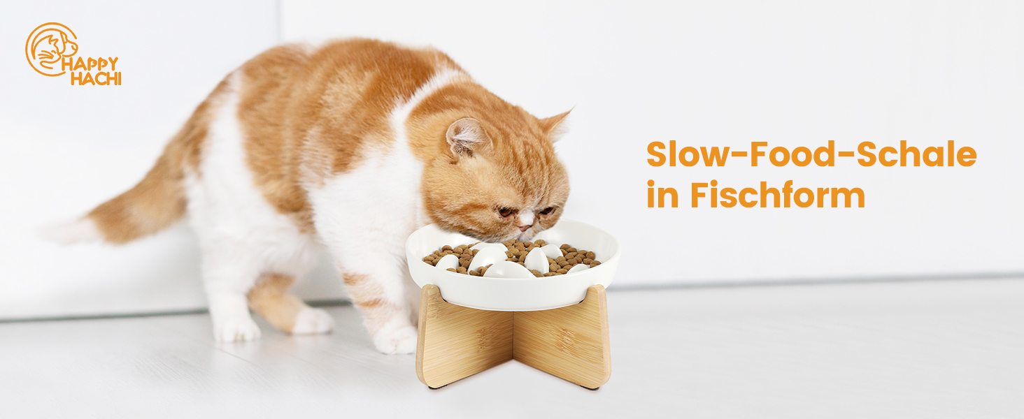 Миска для котів Happy Hachi з підняттям, керамічна, для повільного годування, протиковзаюча, для котів та маленьких собак (зелена)