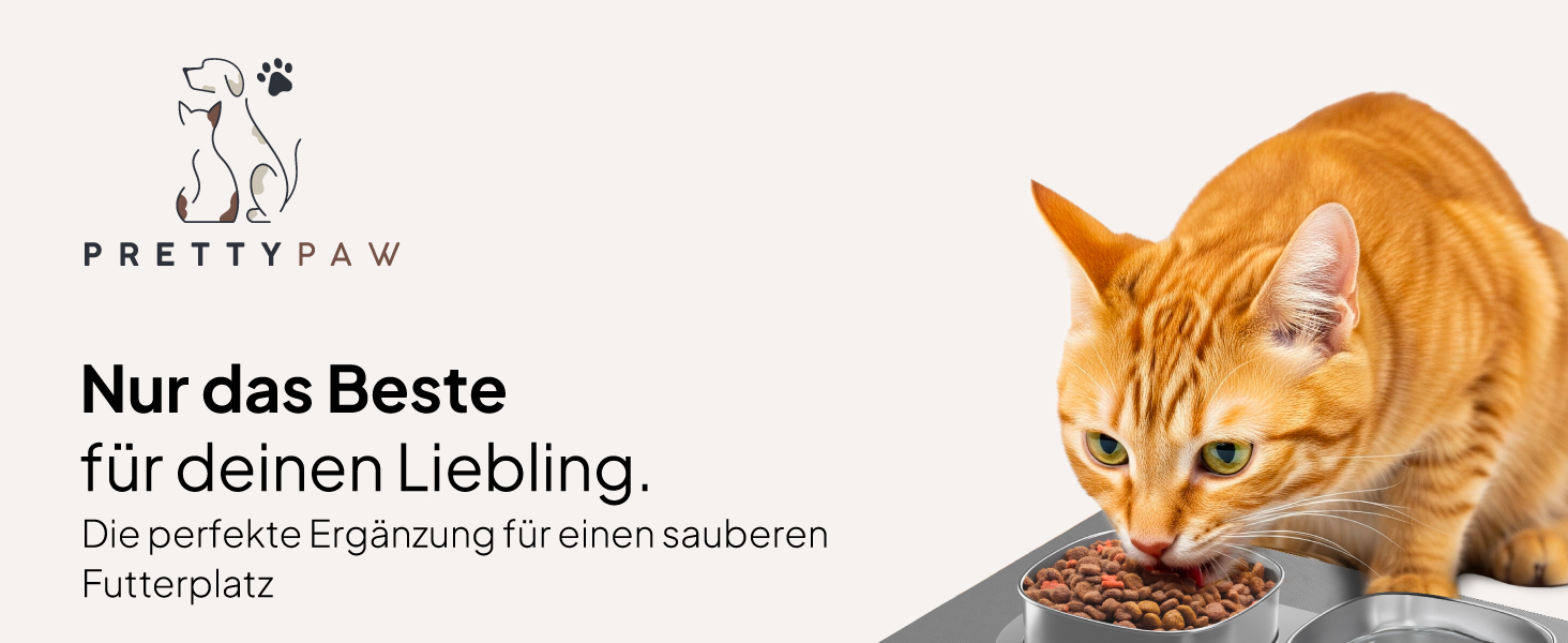 Підкладка під миску для кота Pretty PAW® 60x40 см - аксесуар для фонтану та миски Pretty Paw | неслизька та водонепроникна кормушка, захист підлоги для котів, миски для води та їжі (Сірий, Екстра Широка)