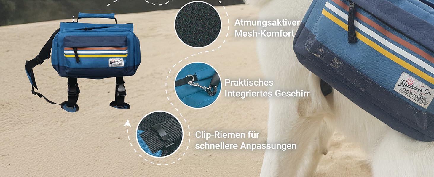 Рюкзак для собак середніх та великих порід - туристичний рюкзак для собак | Рюкзак з ручкою | Сідло для собак для походів, кемпінгу та щоденних прогулянок