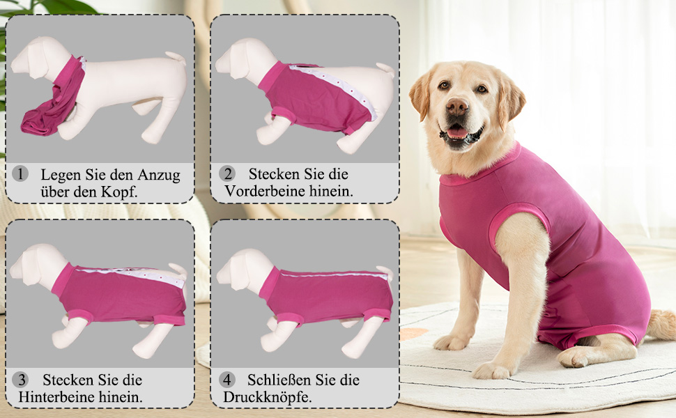 Післяопераційний боді для собак: захист від лизання та ран, для кастрації, різних розмірів (S, Рожевий)