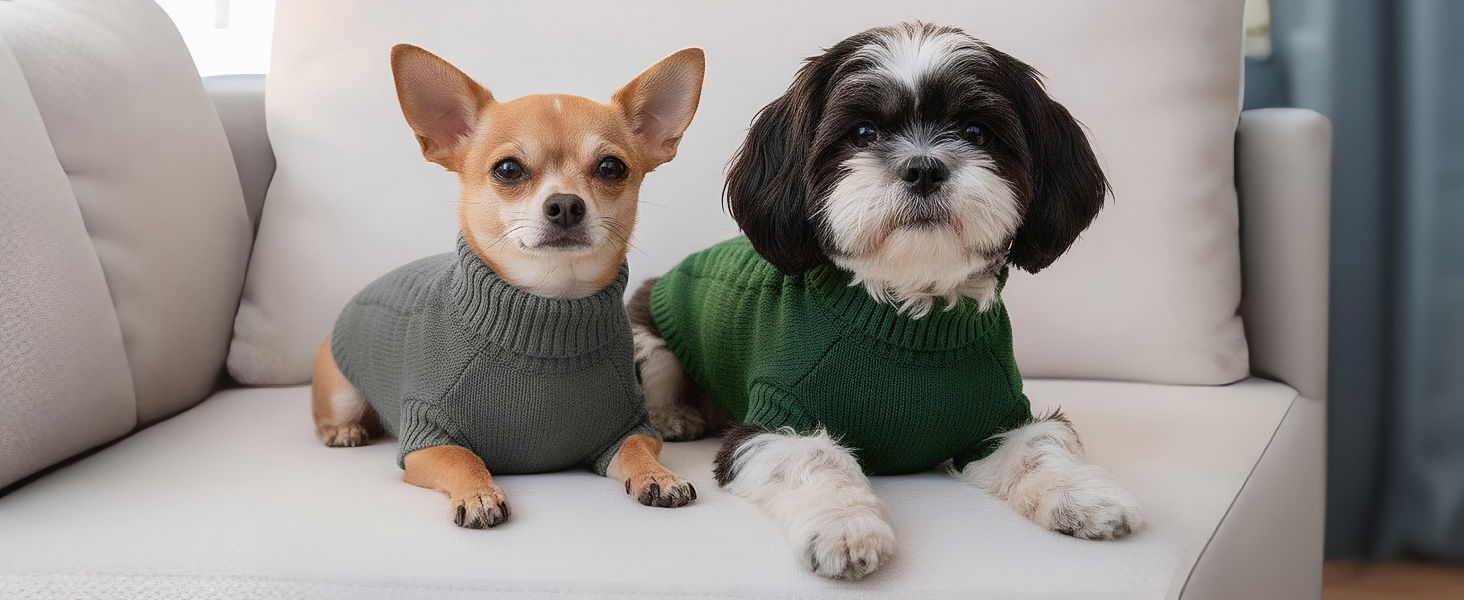 Теплий зимовий пуловер для собак S, пуловер з коміром-горловиною для чихуахуа, йорка, французького бульдога, мальтіза, зелений