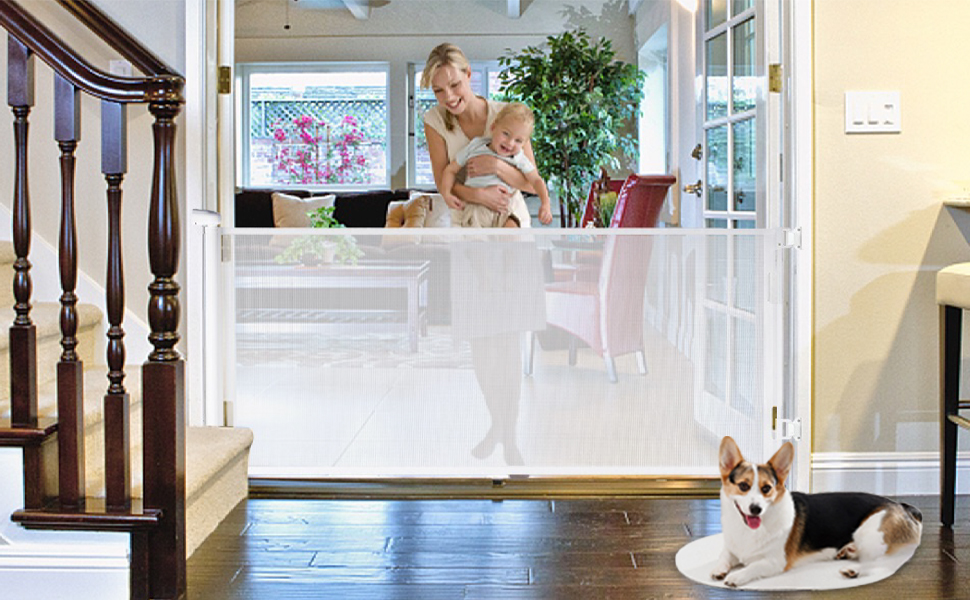 Захист для сходів Hawthyhome: розтягувана сітка для дітей та домашніх тварин (140см, білий)