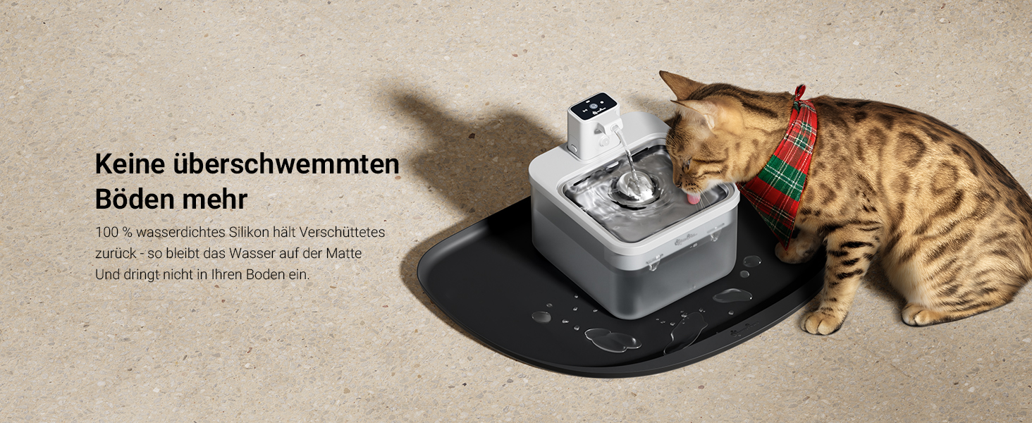 Підкладка під миску для котів DownyPaws, силіконова, чорна, 45 x 32 см. Захист від розливання, легко миється.