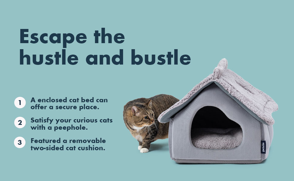 Будиночок для кота Pelzin - затишна кімната з пінополіуретаном та килимком - затишне місце для відпочинку кошенят та дрібних тварин, вапняк
