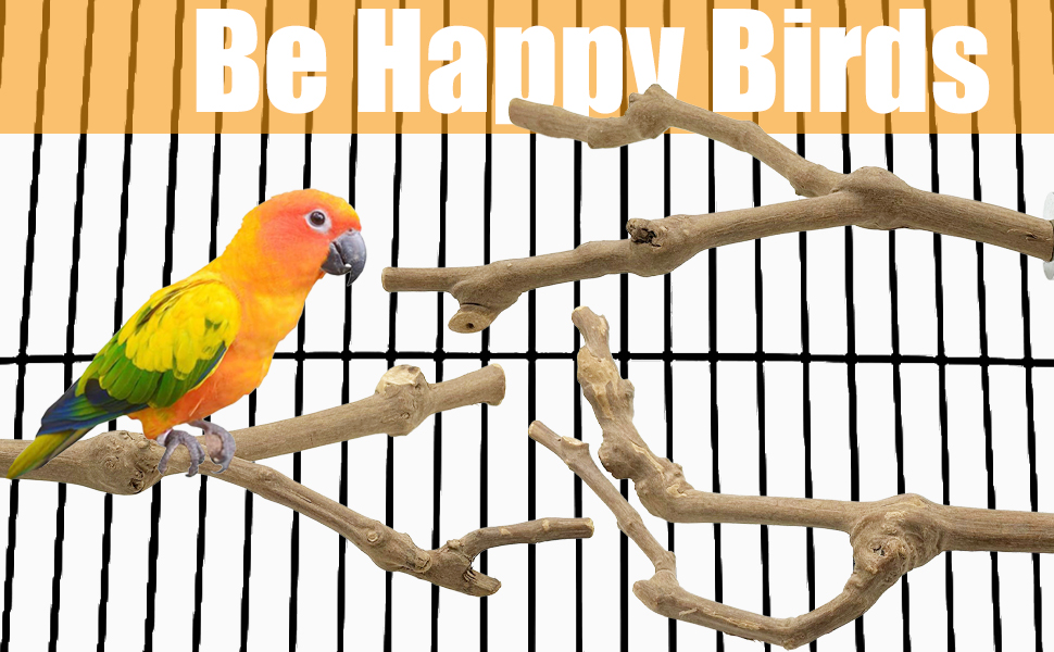 Натуральні гілки-стійки для птахів Allazone (5 шт.) - іграшки для папуг та інших птахів