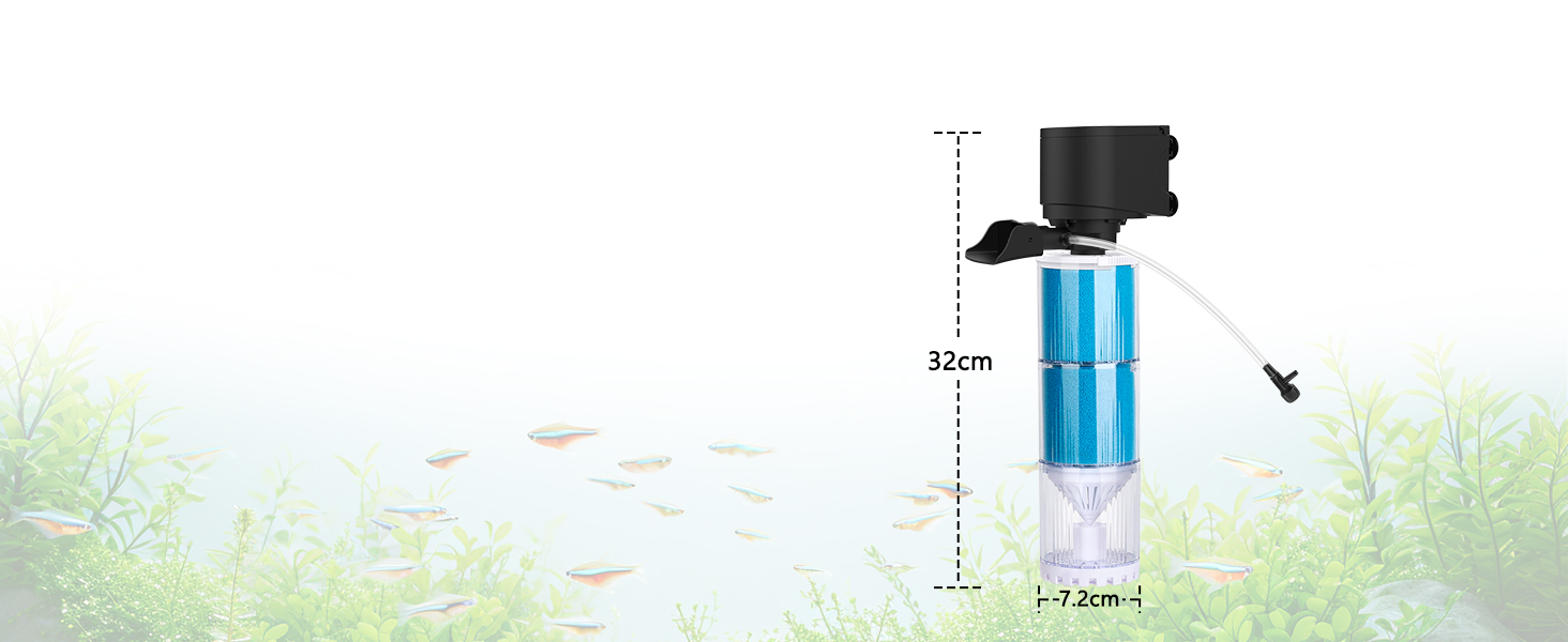 Акваріумний фільтр Fishkeeper 10W, 570 л/год: внутрішній фільтр з регулюванням потоку, 4-в-1, тихий, для акваріумів 60-300 л, легко миється